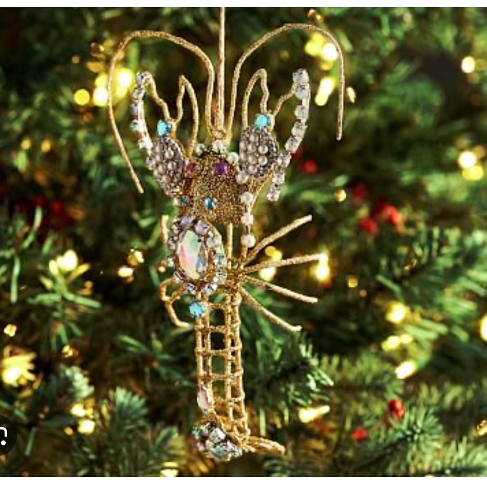 Pair of New with tags Pottery Barn Jeweled Lobster Ornament.